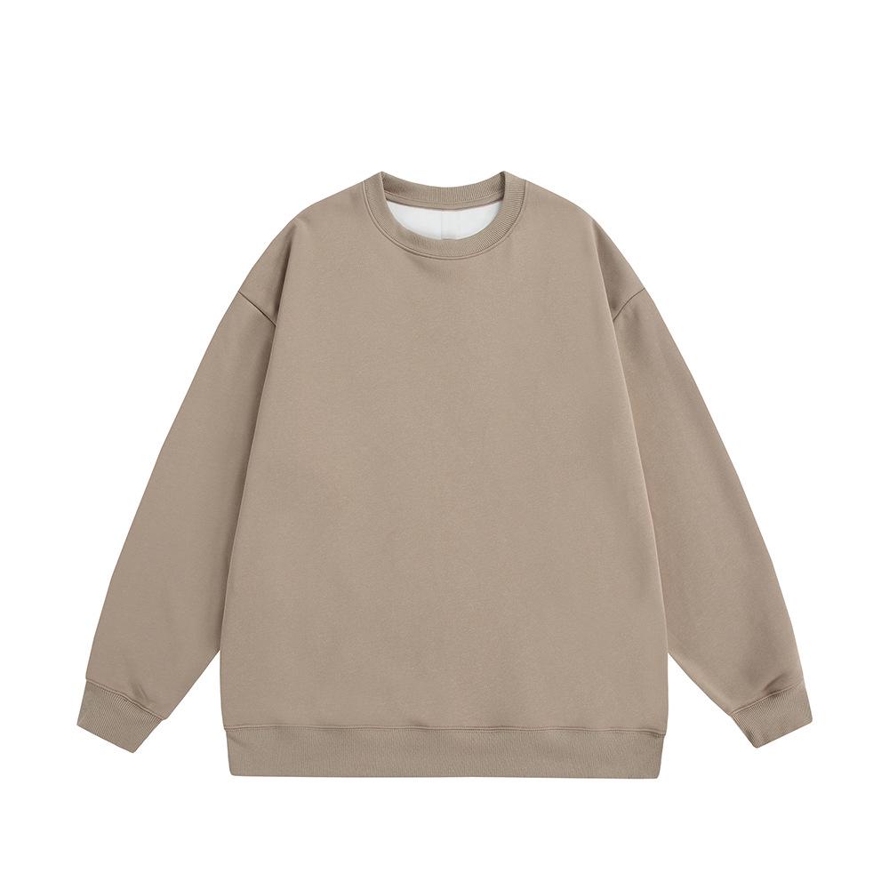 Autumn 2025 Men's Plus Size Loose Round Neck Solid Color Long Sleeve Hoodie