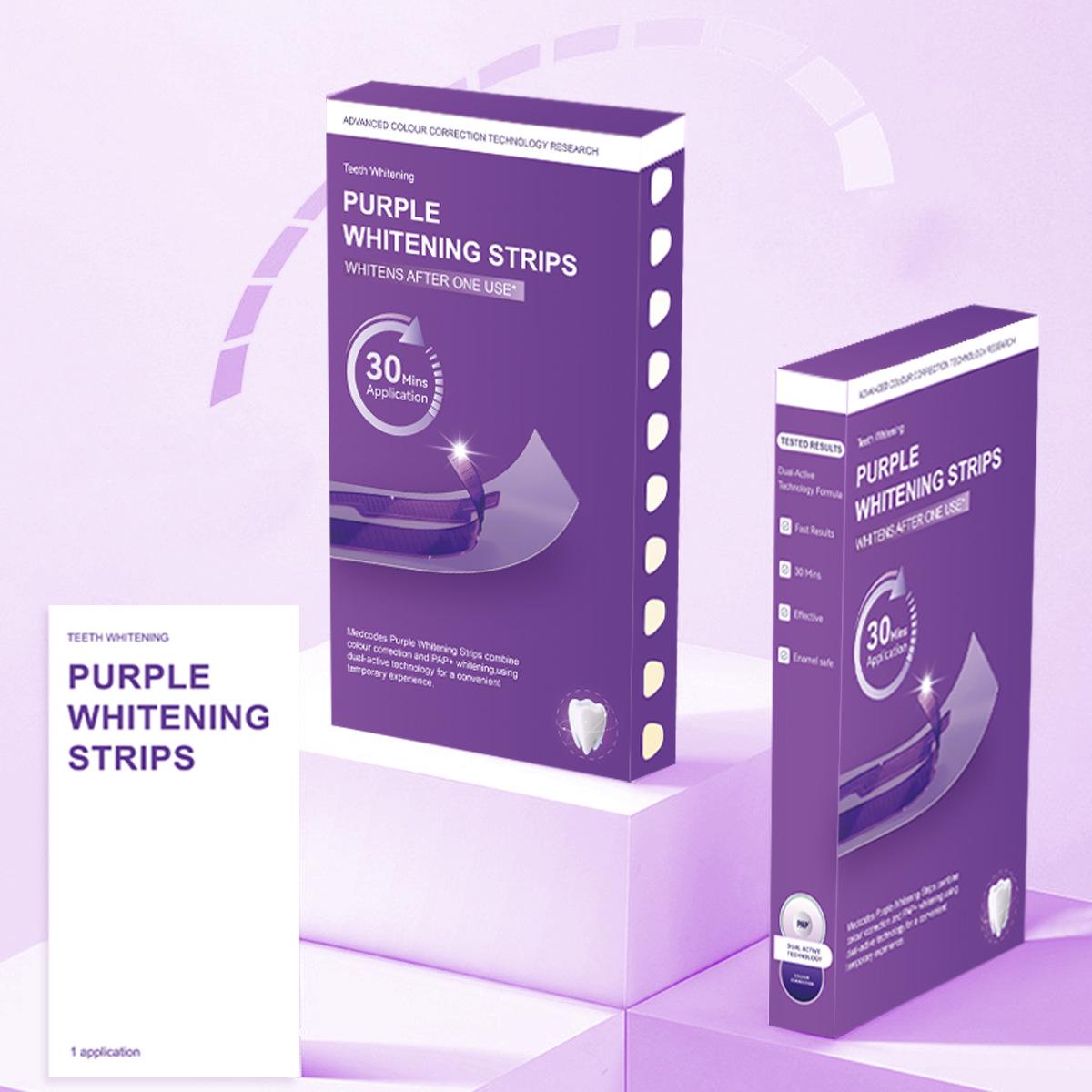 

V34 Gentle Bright Purple Teeth Whitening Strips - Easy to Use & Comfortable, Removes Yellowing for a Clean Smile.