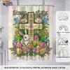 4pcs Easter Cartoon Rabbit Cross Print Bathroom Set 180x180 Waterproof Shower Curtain 12 Hooks Floor Mat Toilet Mat U-Shaped Mat