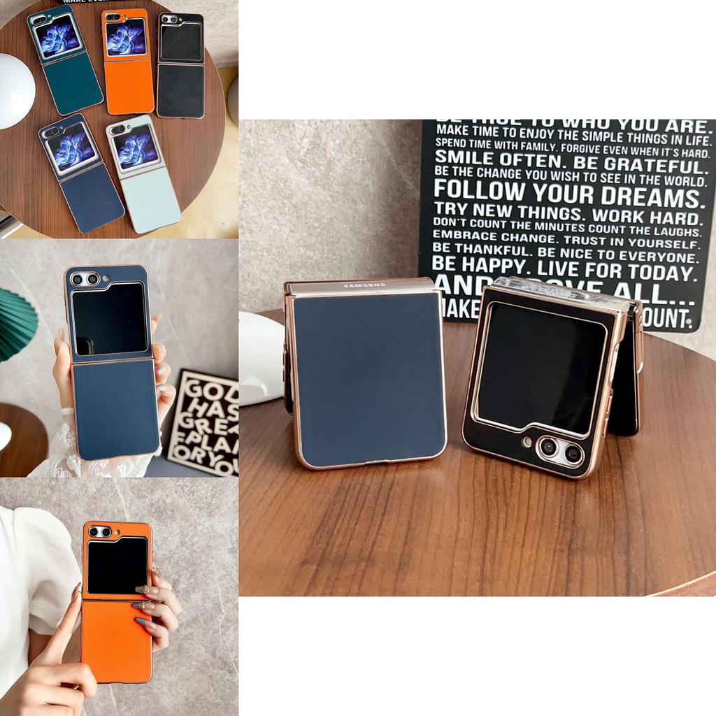Durable Electroplated Leather Texture Phone Case For Samsung Galaxy Z Flip5 Anti-shock