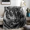 Black And White Tiger Throw Summer Lightweight Flannel Blanket Soft Breathable AC Throw for Sofa Bed Travel Cozy Nap