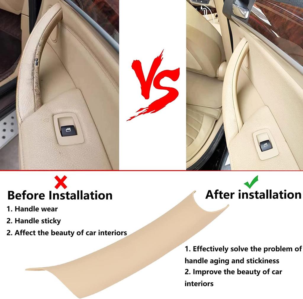 GEATaaT Door Pull Handle Covers for BMW X5 Series and BMW X6 Series F15/F85 2014-2018 F16/F86 2015-2018 (3-Piece Set) (Beige)