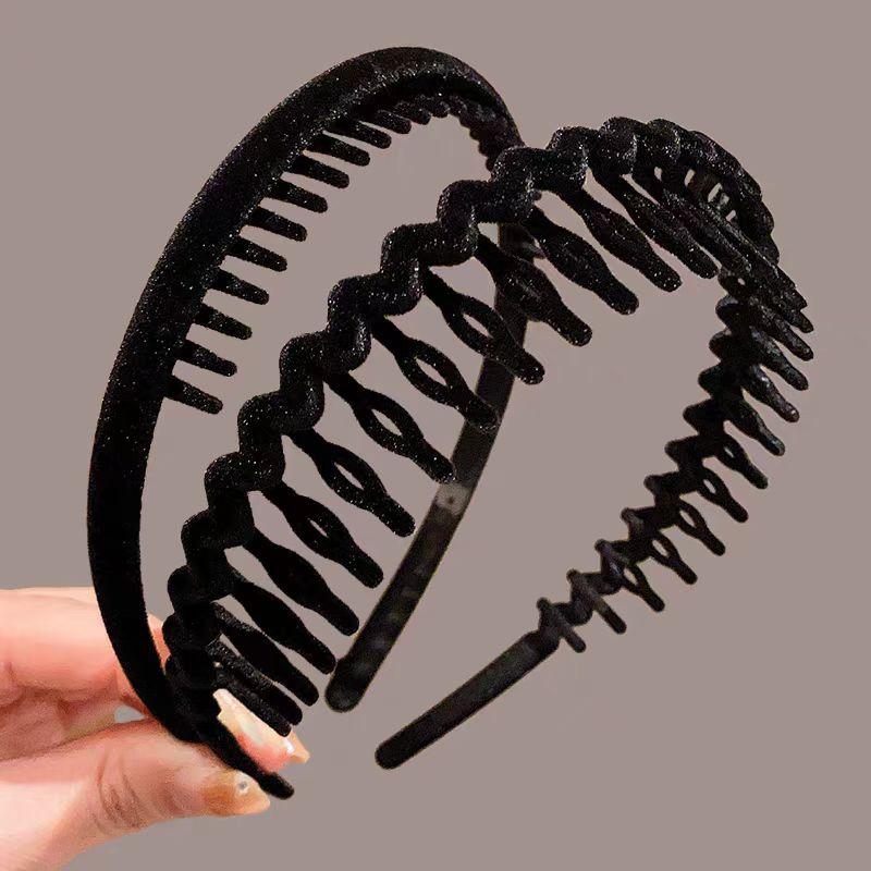 Simples reunindo faixa de cabelo feminino outono e inverno veludo pressionado shampoo bandana dentado anti deslizamento grampos de cabelo headwear