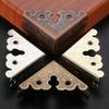 DRELD 4pcs Antique Iron Triangle Corner Wooden Box Corners Furniture Protector Decor Print Pattern Carved Protectors 34mm