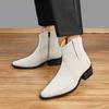 Stivali Chelsea Uomo Autunno Inverno Punta Appuntita Tacco Alto Stivaletti da Ankle Boots Lavoro Zip Laterale Rialzanti Scarpe Casual in Pelle