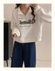 European Style Plus Size Stand Collar Sweatshirt for Women - High Waist, Slimming, Short Top for Spring & Autumn 2025