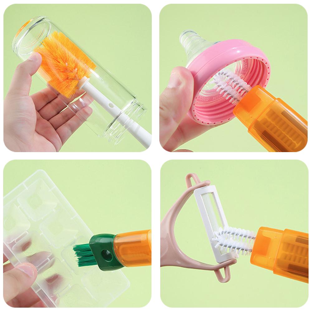 Brosse de nettoyage 5 en 1 pour biberons, multifonctionnelle pour tétines, pailles, gobelets en verre, outil de nettoyage pour gobelets isolants