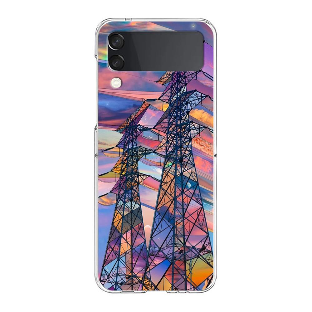 

Чехол для телефона Samsung Galaxy Z Flip 3 4 5-кратный жесткий корпус из ПК для Galaxy Z Flip 3 5 прозрачный чехол милый арт красивый инди ярко-розовый Galaxy Z Flip