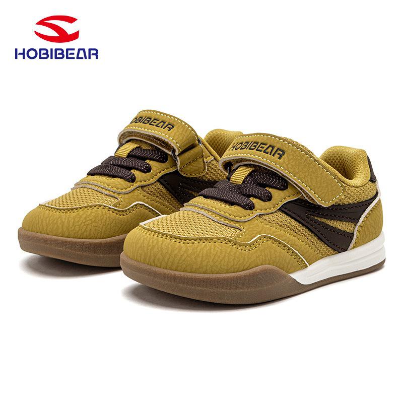HOBIBEAR Kids' Retro German Training Shoes, Wide Fit, Velcro Mesh, Breathable, Casual Sneakers