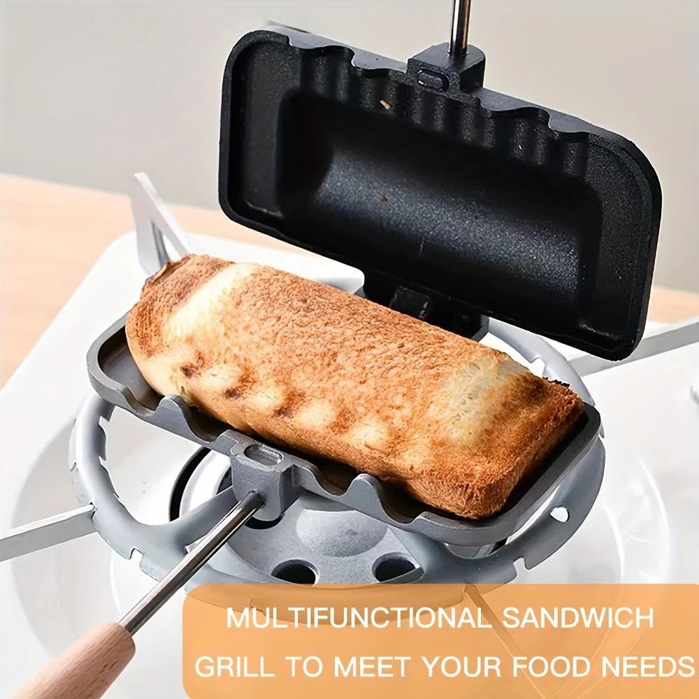 Sandwich Maker Dual Surface Nonstick Sandwich Maker with Removable Handle for Breakfast Pancakes Omelets Toast Outdoor Grill Pan