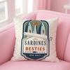 Cushion Cover Sardines in A Tin with Striped Short Plush Soft DoubleSided Printing Pillow Case Cozy Sofa Bedroom Home Decor