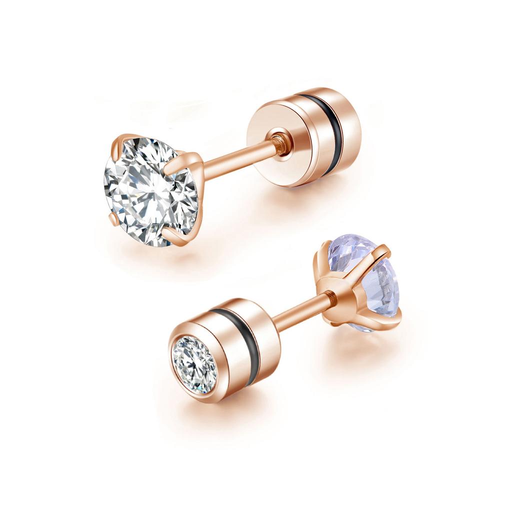 1 Piece Medical Stainless Steel Crystal Zircon Ear Studs Earrings Tragus Cartilage Hypoallergenic Screws Piercing Zircon