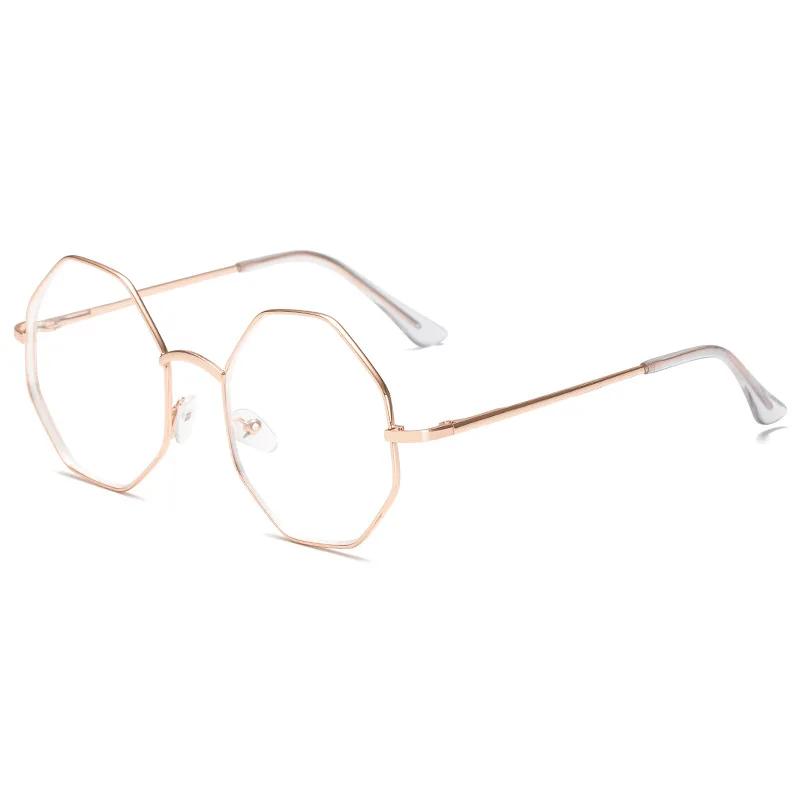 Men Vintage Anti Blue Light Glasses Frame Octagonal Women Lens Myopia Optical Mirror Simple Metal Anti-blue Clear Eyewear Frames