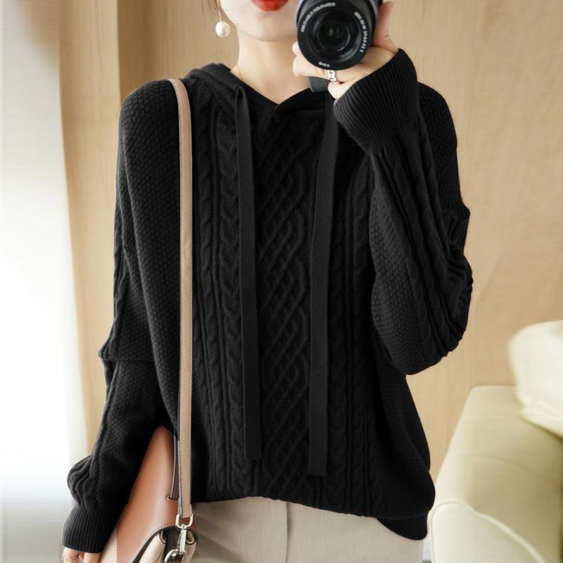 Women Knitted Hoodie Sweater MODERN NEW SAGA Winter Thick Knitted Pullover Sweatshirt Autumn Cashmere Wool Sweaters Female Jumper