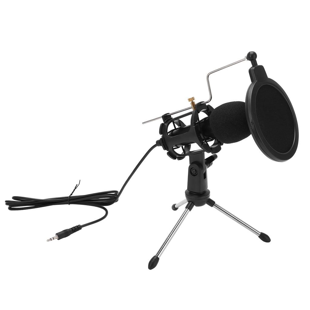 USB Computer Microphone Cardioid Condenser Mic Kit with Foldable Tripod for Studio Recording