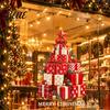 No Adhesive Christmas Stickers Stacked Gift Boxes Tree Window Cling Creative Static Sticker with Colorful Holiday Glass Decals Balls and Pine