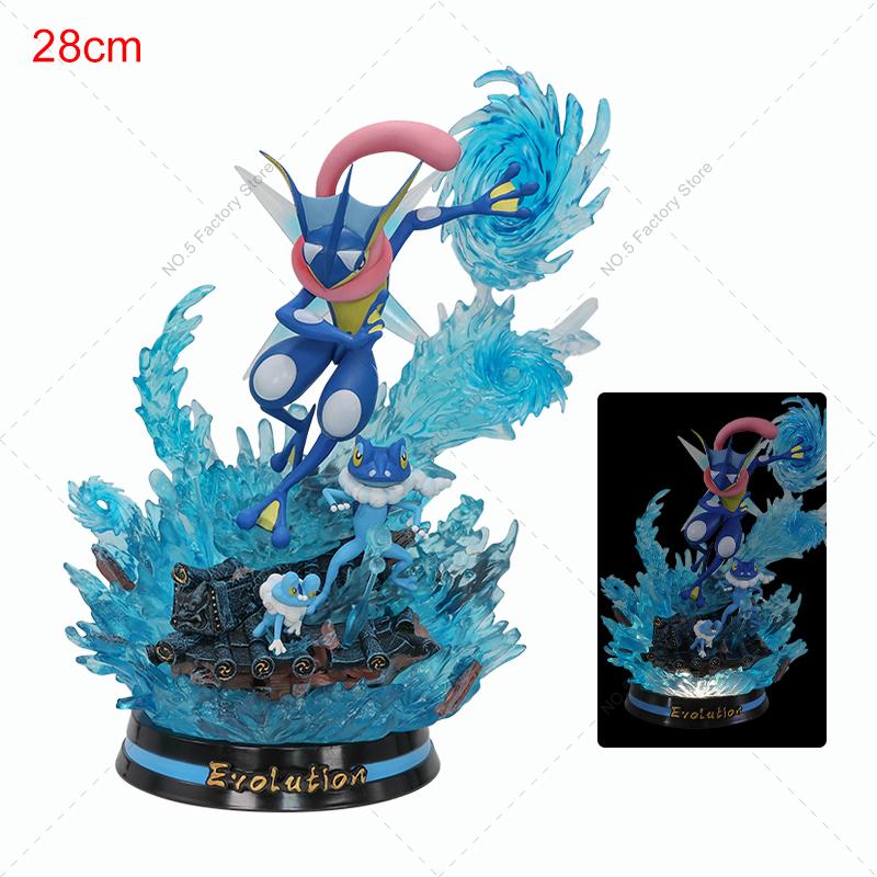 Anime Special Effects Figure Mega Charizard XY Greninja Gengar Mewtwo Three Form Evolution Led Light PVC Model Toys