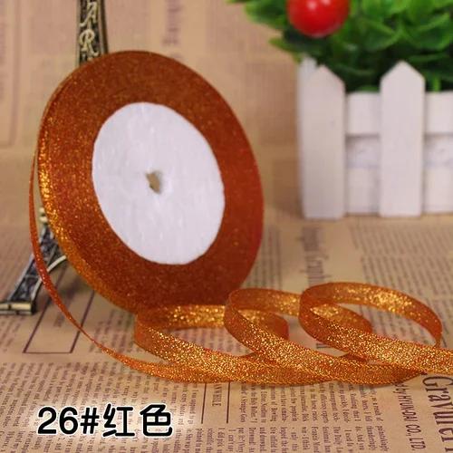 25Yards 6mm Multicolor Silk Satin Organza Ribbon Glossy Glitter Ribbon Wedding Cake Gift Decoration Crafts Garment Accessories