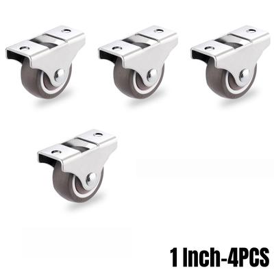 4/8Pcs Mini Rigid Caster Wheels,Small Low Profile Rubber Rolling Wheel Castors Sliding Door Pulley for Furniture,Storage Drawers