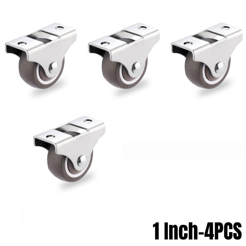 4/8Pcs Mini Rigid Caster Wheels,Small Low Profile Rubber Rolling Wheel Castors Sliding Door Pulley for Furniture,Storage Drawers