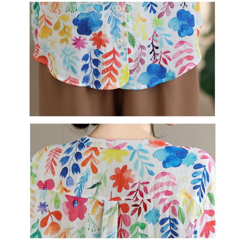 DIMANAF 2026 Estate Nuova Camicia Blusa Taglie Forti Donna Elegante Stampa Floreale Top da Donna Maglietta Cotone Abbigliamento da Spiaggia