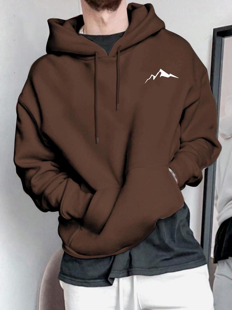 Spring and Autumn Printed Mountain Element Drawstring Sweatshirt Hooded Pullover Sweatshirt