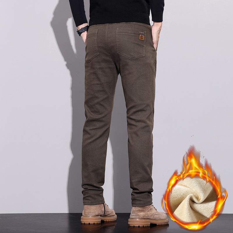 6 typů kávy Černá Šedá Podzimní a zimní Pánské kalhoty s fleecem/Běžné Volitelné Slim fit Rovná nohavice High-end Ležérní kalhoty pro mírně pokročilé