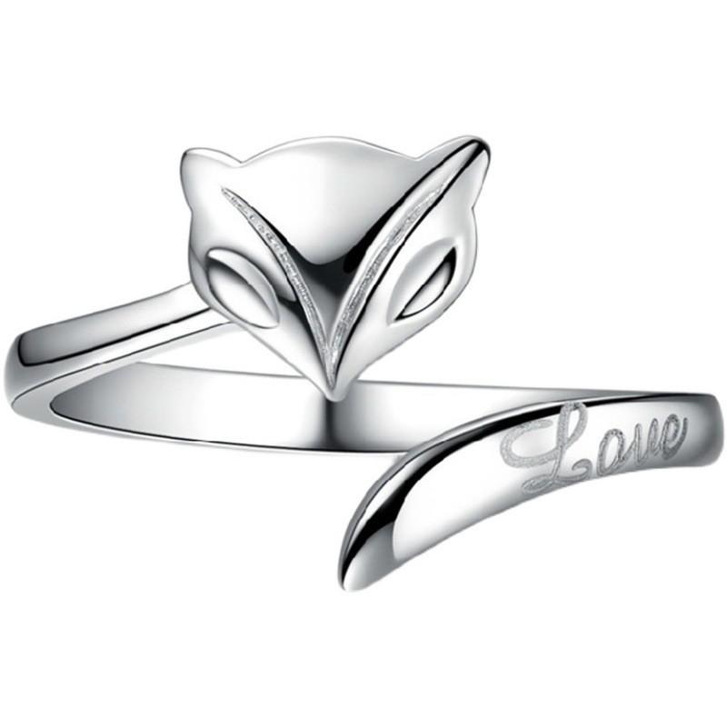 Adjustable Fox Ring Women Plated Copper Animal Motif Vintage Style Open Band Fashion Jewelry Adjustable Open Band