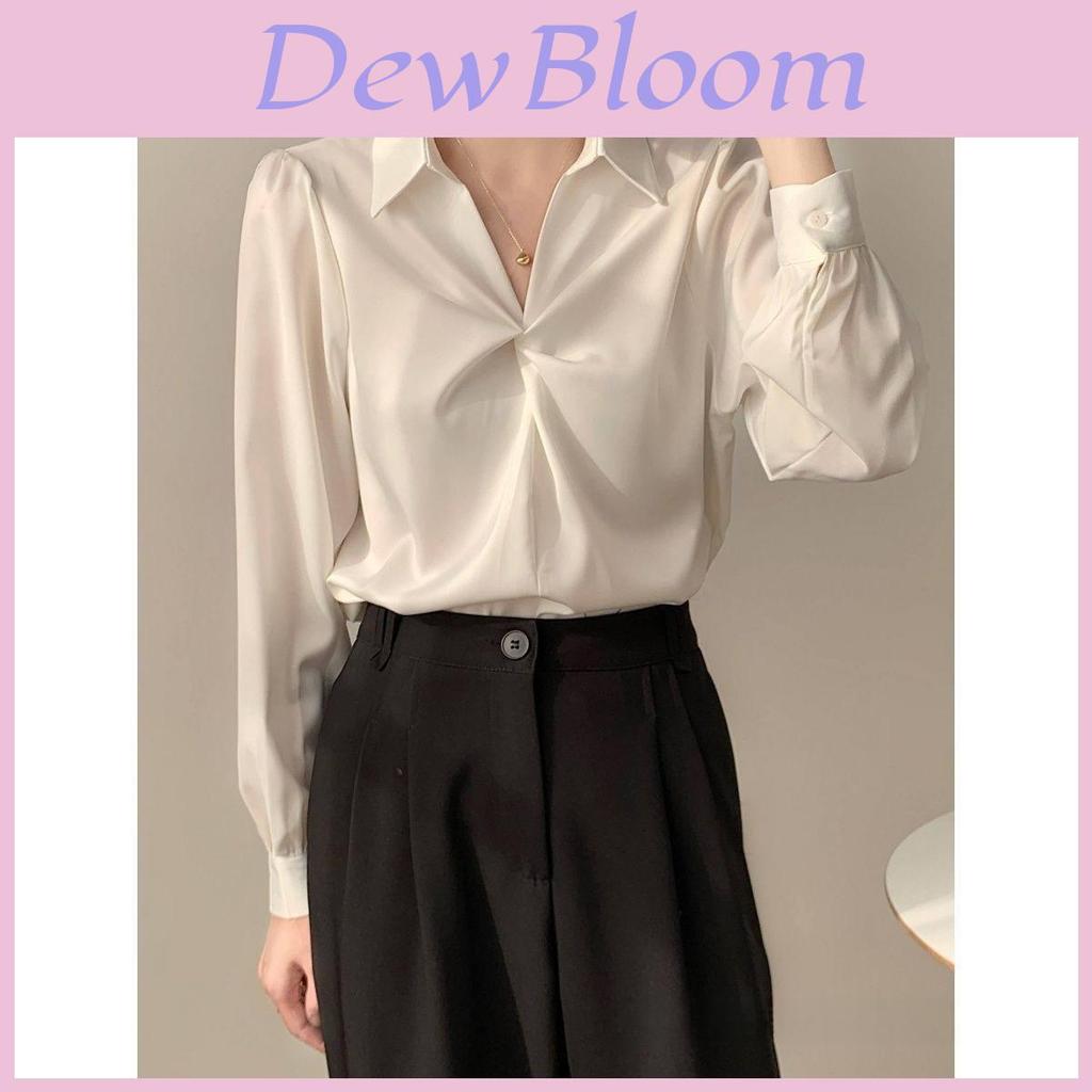 Spring White Satin Tiefront Shirt For Women With 3d Pattern And Vintage Style