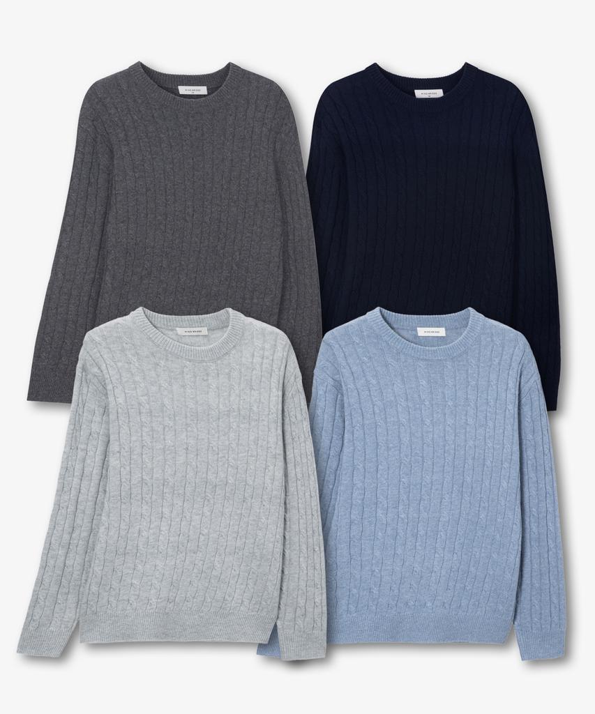 MINDBRIDGE [On][Set][Comfy][Select Henley Or Cable Neck] Wool Blend Oversized Knit Series - 12 Colors (Type A)