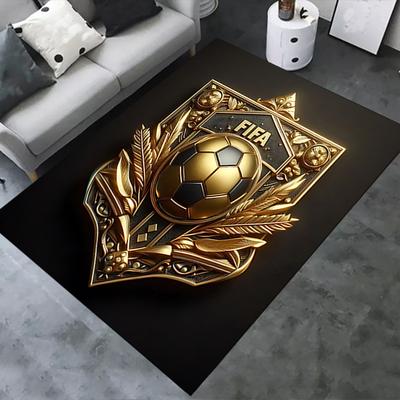 FIFA Golden Soccer Ball Chair Mat Office Carpet, Large Rug for Home Decor, Gift Idea for Football Enthusiasts, Suitable for Bedroom, Living Room