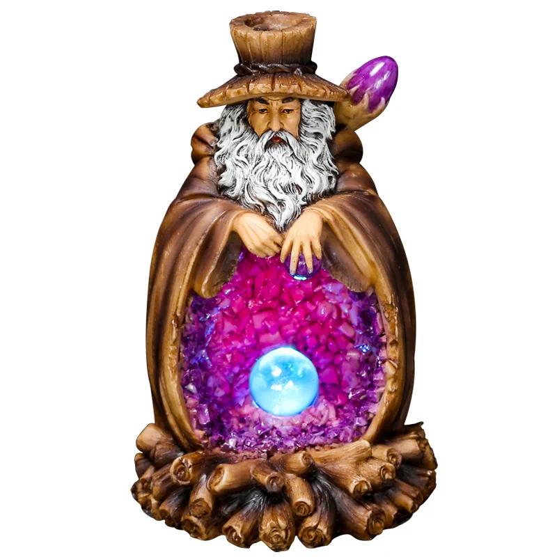 Creative Design Luminous Crystal Ball Magician Backflow Incense Burner With 20Pcs Incense Cones, Indoor Aromatherapy, Home Decor