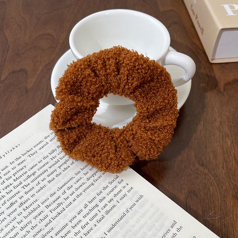 Korean Style Teddy Faux Fur Hair Tie - Plush Lambswool Elastic Scrunchie for Autumn/Winter