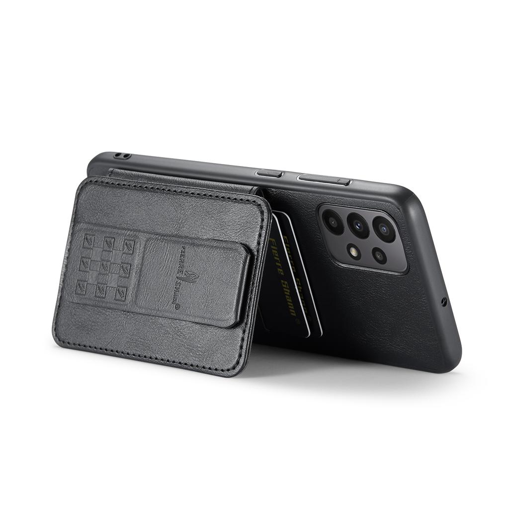 For Samsung Galaxy A23 4G Case Leather+TPU Phone Cover Built-in Magnetic Holder Metal Sheet