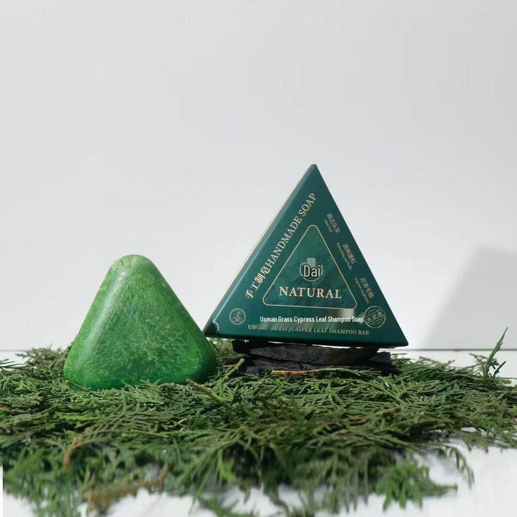 Cypress Leaf Usman Shampoo Soap: Refreshing Anti-Breakage, Anti-Dandruff, Anti-Itch Hair Wash for Bright Black Hair, Pure Powder Ancient Method Soap.