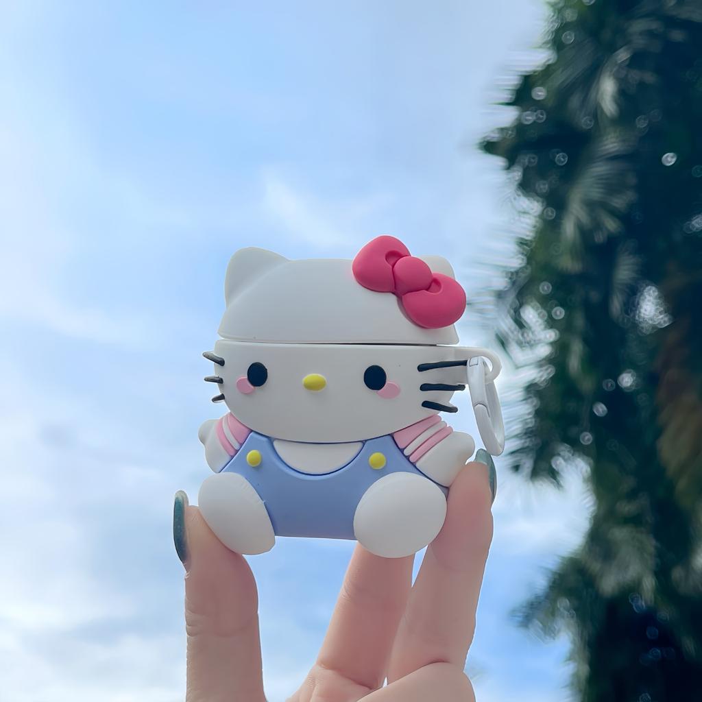 Cute Sitting Kt Cat AirPods Pro Apple Bluetooth Headset Case 2/3/4 Generation Cartoon Protective Case for Women