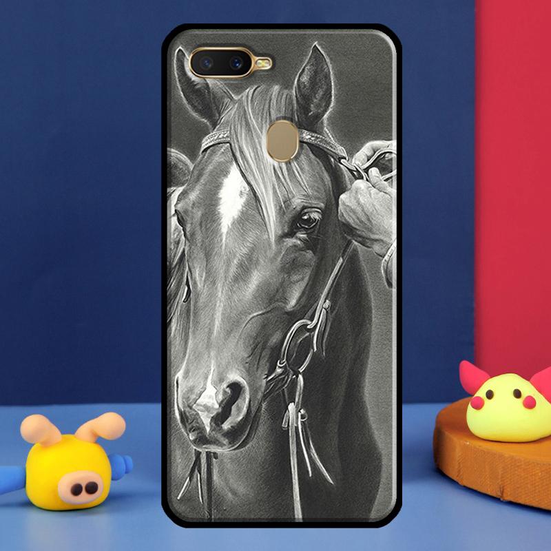 Horse Sketch Case For Oppo A16 A76 A96 A58 A78 A98 A5 A9 A91 A15 A17 A77 A52 A72 A74 A94 A54S A57S Cover