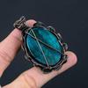 Blauer Labradorit-Edelstein, Kupferdraht, handgefertigt, Designer-Anhänger, Schmuck, Geschenk
