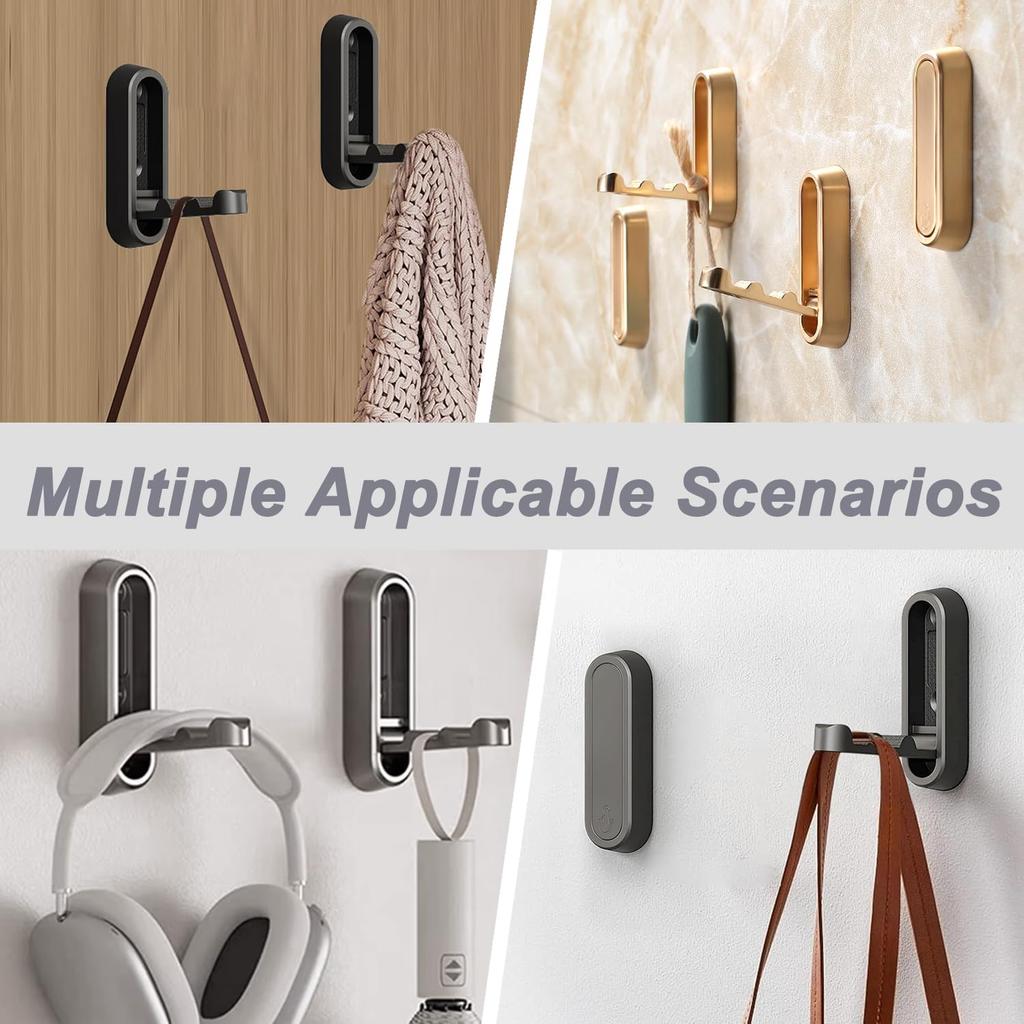 QQM 2Pcs Folding Wall Hooks, Foldable Wall Coat Hooks, Space-Saving Hidden Hooks, Zinc Alloy Heavy Duty Hook for Hanging Coats, Towels, Scarves,