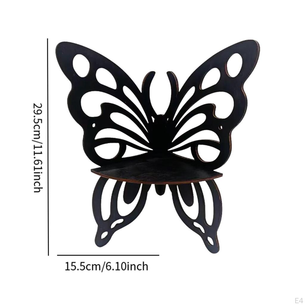 Butterfly Shape Corner Shelf Display Decor Wood Wall Storage Rack for Dorm Living Room