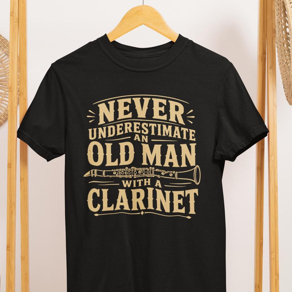 Old Man Clarinet Player T-Shirt, Vintage Musician Gift, Band Dad Tee