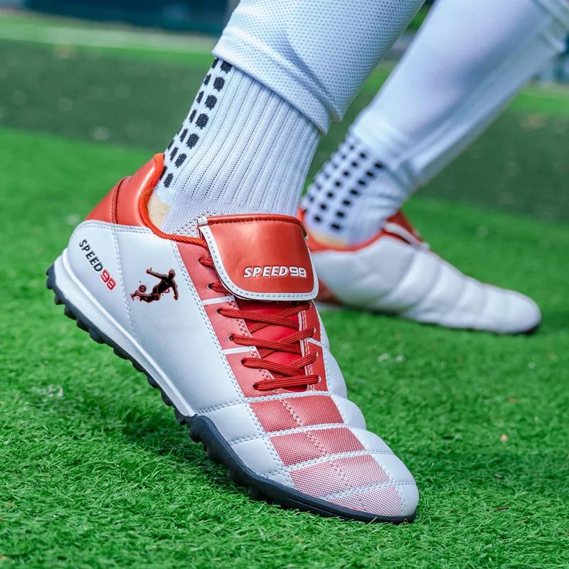 Professional football shoes quality flat bottom anti slip training shoes ultra light children's and adult football sports shoes