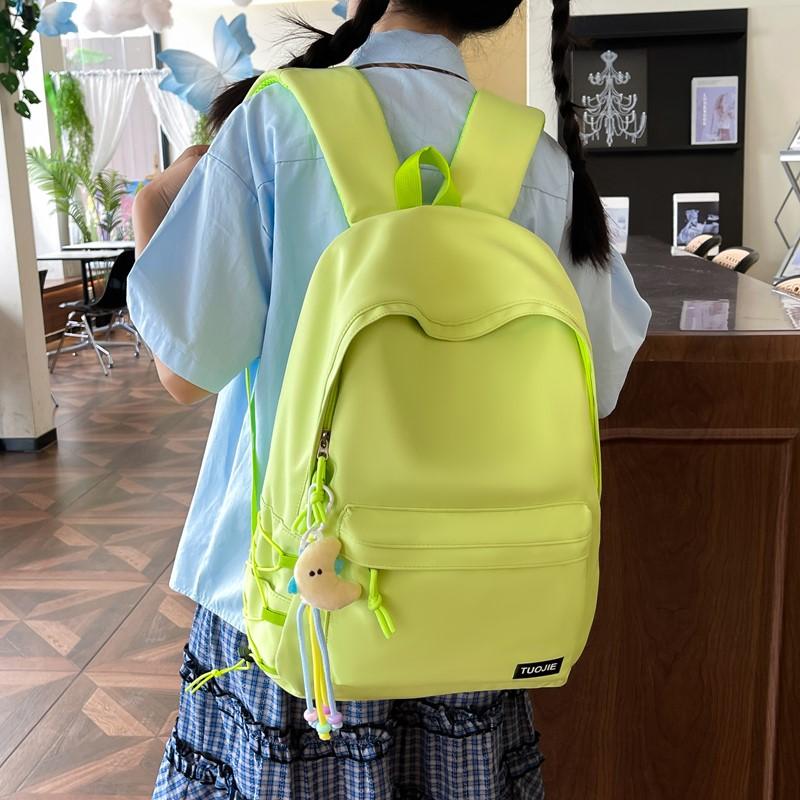 Women Lightweight Waterproof Backpack Solid Color Student Schoolbag