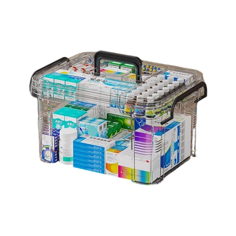 Large Capacity Organizers Multilayer Designs Clear Lid Household Medicines Storage Box Portable And Sturdy