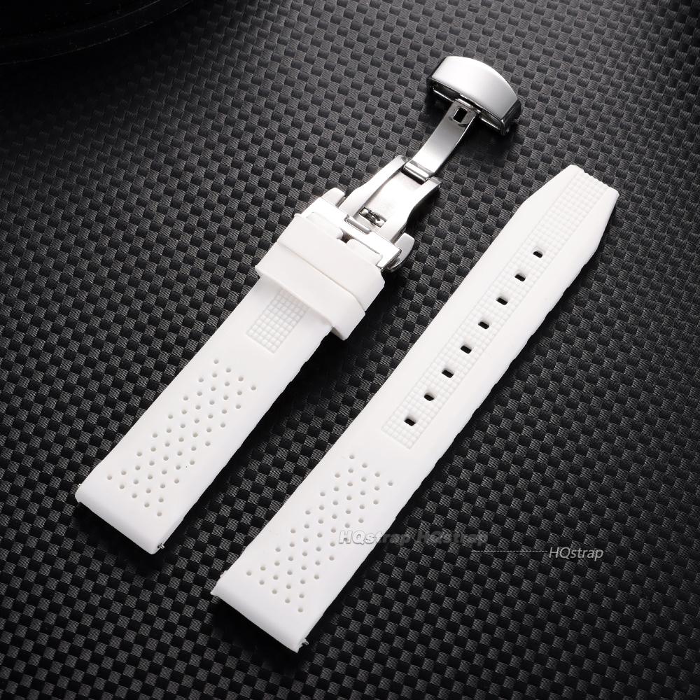 

Silicone Rubber Watch Band Butterfly Buckle 16 18 20 22mm 24mm Quick Release Bracelet for Seiko Men Women Sport Breathable Strap 16mm