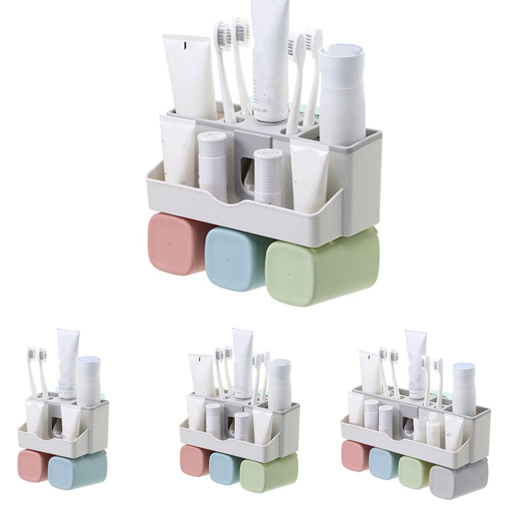 4 in 1 Toothbrush Holder Set Automatic Toothpaste Dispenser Toothbrush Facial Holder Set Wall Mount Stand