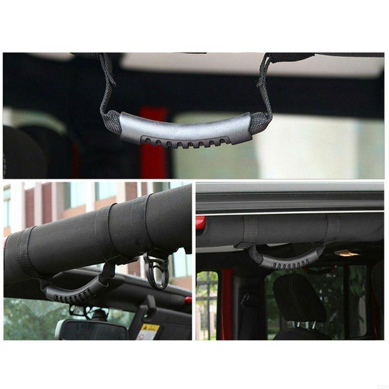 2025 New Door Pull Rope Roof Grab Handle Roll Bar Grip Strap for JK JKU TJ 2011-2016 4pcs