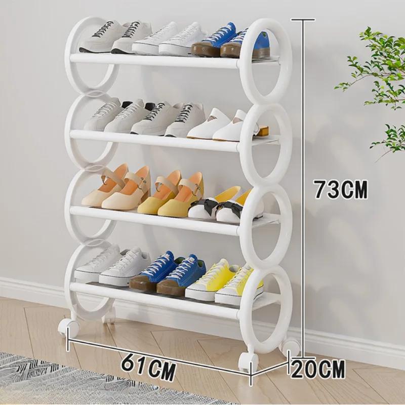 Space Saving Shoe Rack Nail Free Storage Cabinet Household Dustproof Rust Proof Shoe Shelf Portable Shoes Organizer with Roller