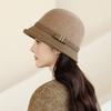 In The Elderly Autumn and Winter Bucket Hat Female British Style Top Hat Warm Woolen Bucket Hat Fashion Basin Hat