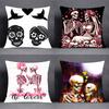 Simple Skull Love Married Skeleton Pillow Case Cover Square Sofa with for Pattern Comfortable Cushionsuitable of Room